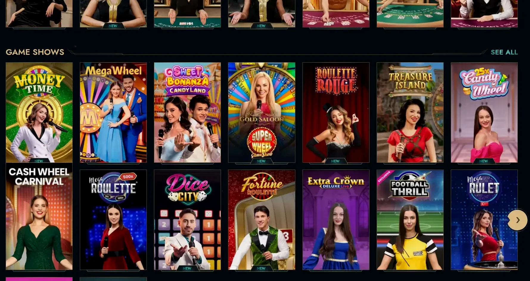 Trino Casino Spielauswahl